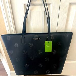 Kate Spade Black and Glitter Polka Dot Tote Bag